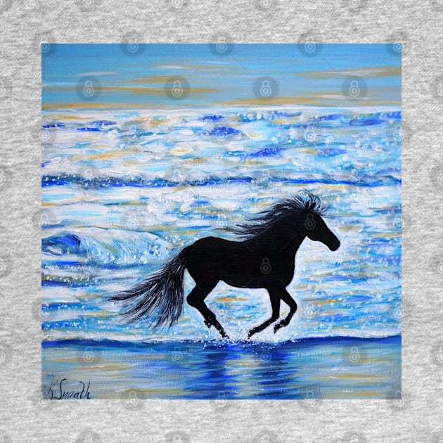 Horse Running Free by the Sea Painting by ArtbyKirstenSneath